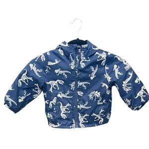 OSHKOSH long sleeve hooded zipper navy Dinosaur Print Jacket Sz 18M